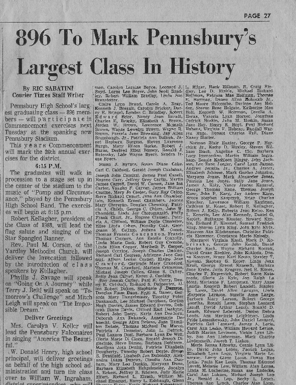 Courier Times May 28 1968 PHS Class of 68 Largest in History 1